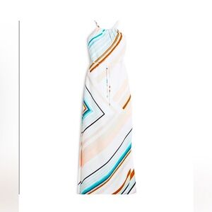 Asymmetrical striped waterfall dress White House black market